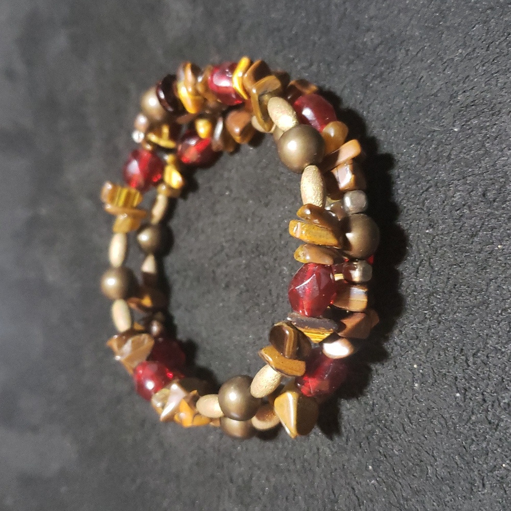Handmade Brown & Red Beaded Bracelet